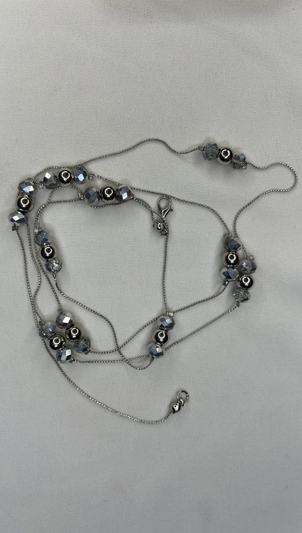 silver beaded necklace (long) Image 8 Preview
