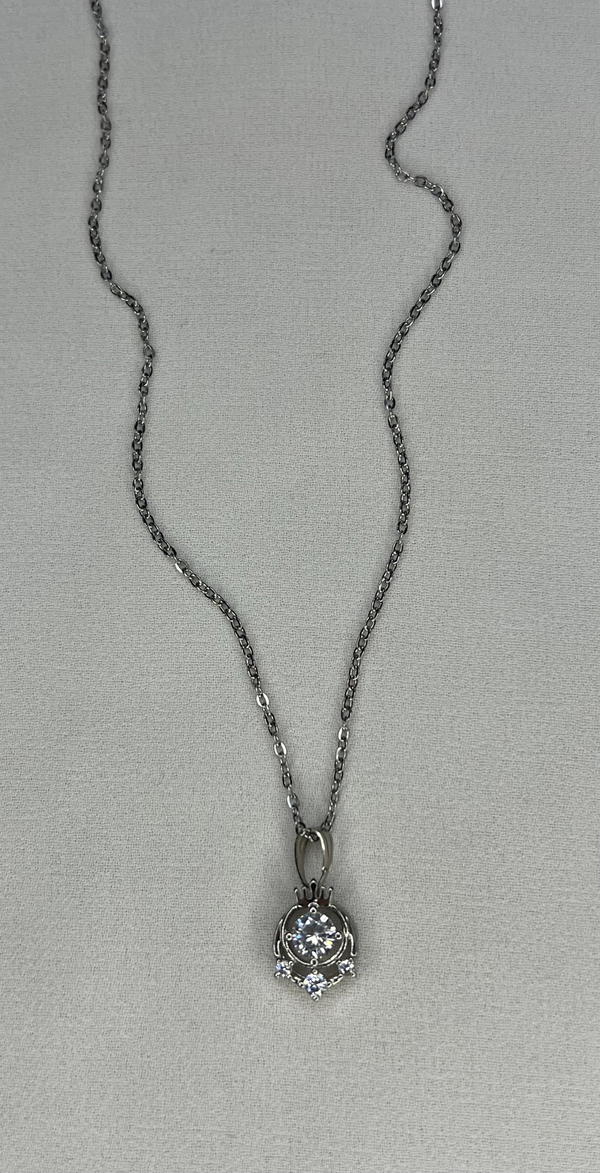 silver crystal necklace  Image 2 Preview