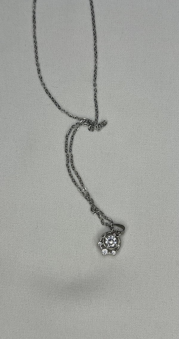silver crystal necklace  Image 4 Preview