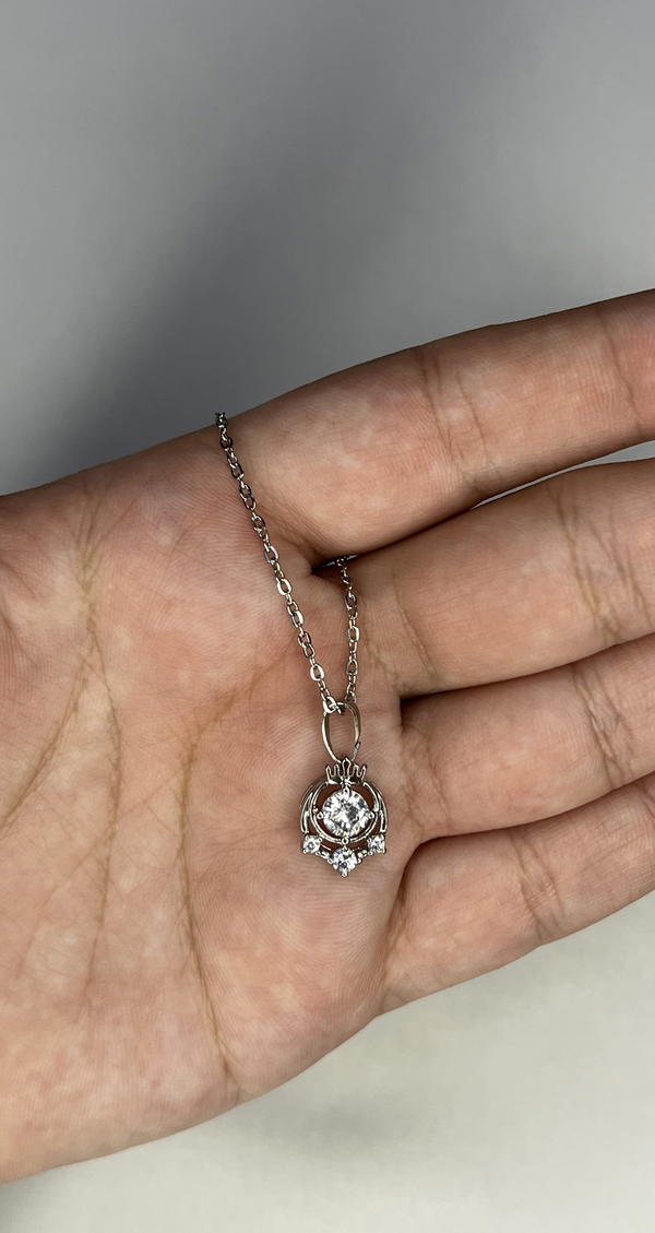silver crystal necklace  Image 5 Preview