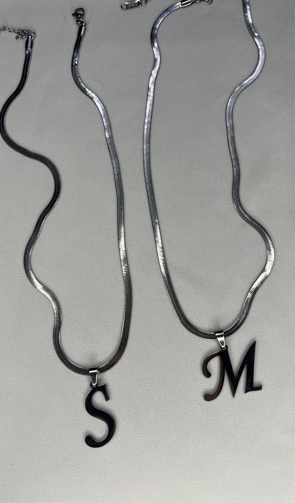 silver initial necklace  Image 3 Preview