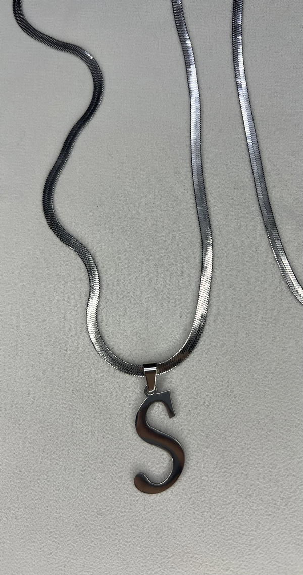 silver initial necklace  Image 4 Preview