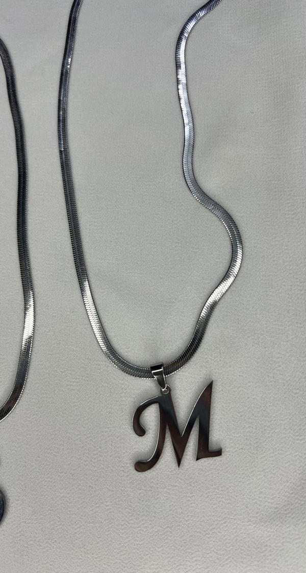 silver initial necklace  Image 5 Preview