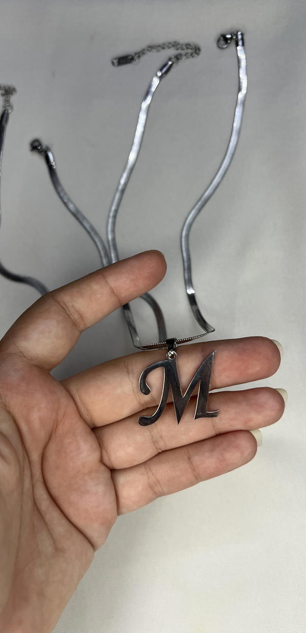 silver initial necklace  Image 7 Preview