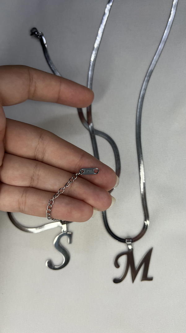silver initial necklace  Image 8 Preview