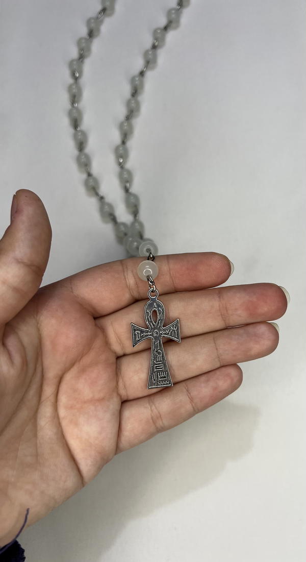 white ankh long chain  Image 4 Preview