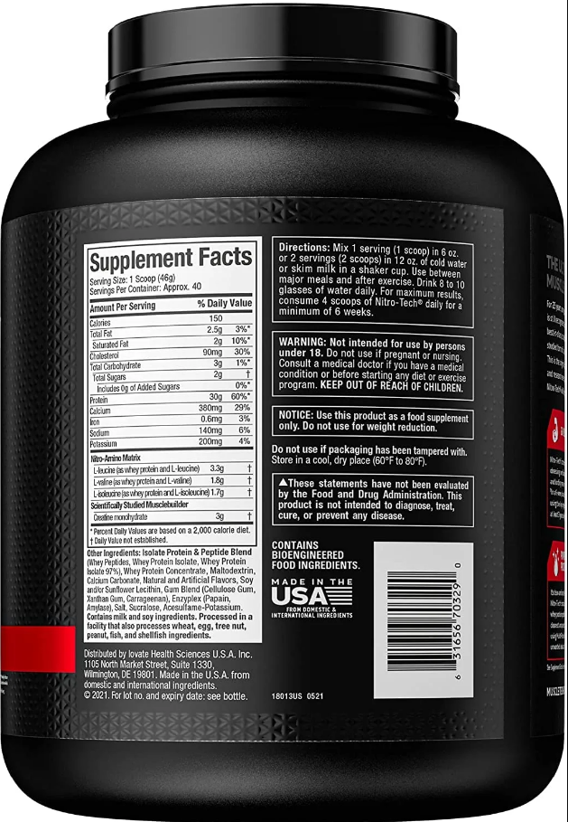 Muscletech Nitro Tech Whey Protein Image 2 Preview