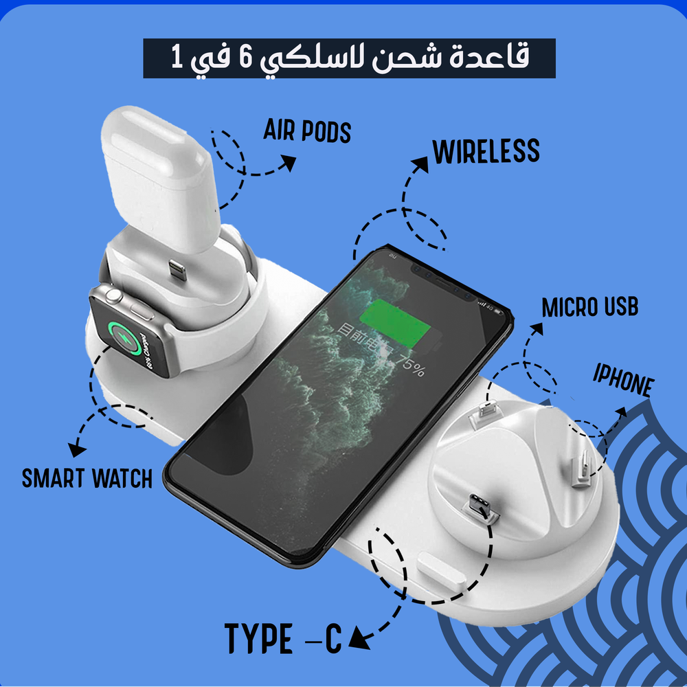  شاحن ذكي ل( ايفون و اندرويد و type -c وساعة و ايربودز مع شاحن لاسلكي) Preview Image