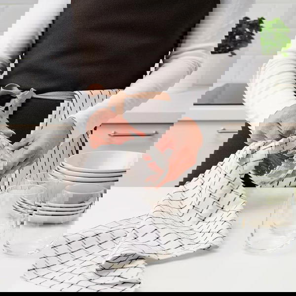 RINNIG 4 منديل سفرة, أبيض/رمادي غامق/منقوش Image 3 Preview
