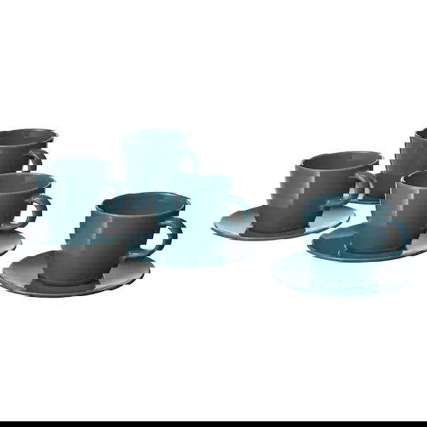FÄRGKLAR 4 كوب شاي  و4 صحن تركواز غامق لماع 250 مللي. Image 1 Preview