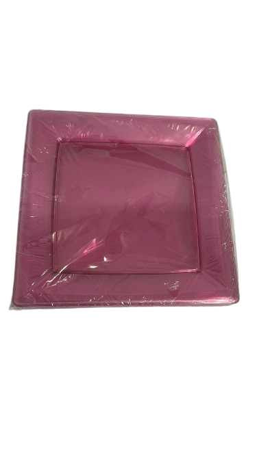10 أطباق بلاستيك (زهري) Image 1 Preview