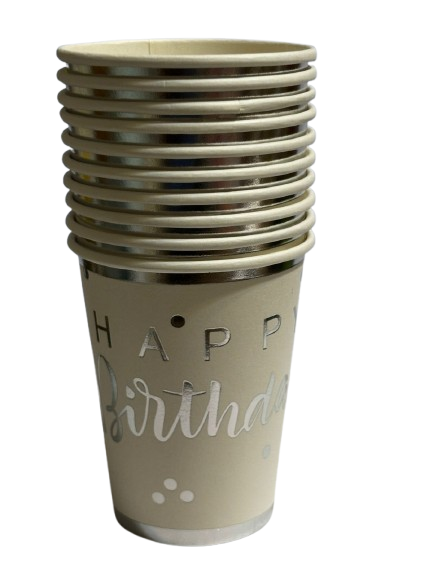 كوبايات كرتون Happy birthday فضي  Preview Image