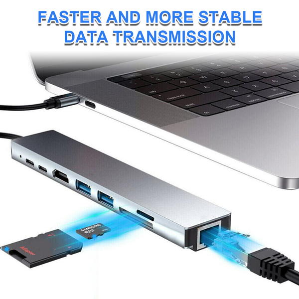 8 in-1 USB Hub with 4K HDMI, Ethernet, MicroSD/SD Card Reader, Type-C Data & PD Image 5 Preview