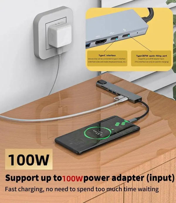 8 in-1 USB Hub with 4K HDMI, Ethernet, MicroSD/SD Card Reader, Type-C Data & PD Image 9 Preview