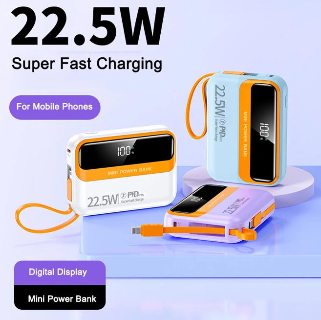 X-scoot power bank xs-410 with cable Type C & lightning 10000mah PD 22.5W Preview Image