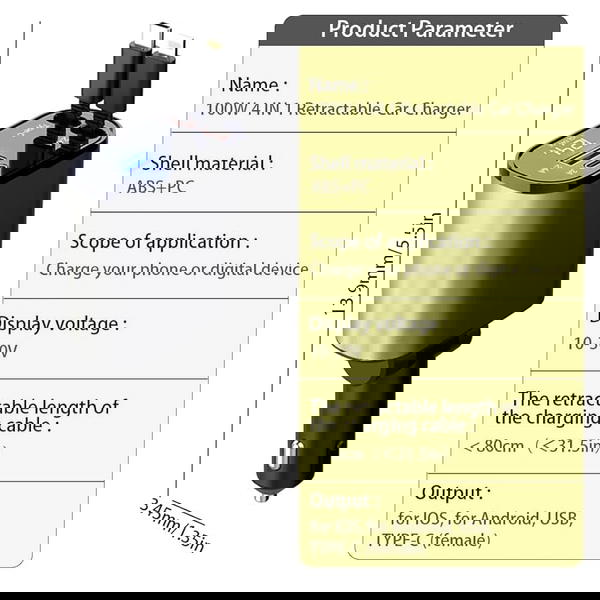 شاحن السيارة التريند 4 في 1 بقدرة 100 واط Image 6 Preview