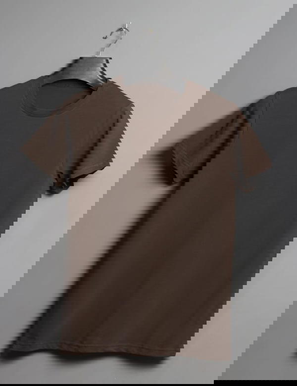 تيشيرت سنجل ليكرا بني Image 1 Preview
