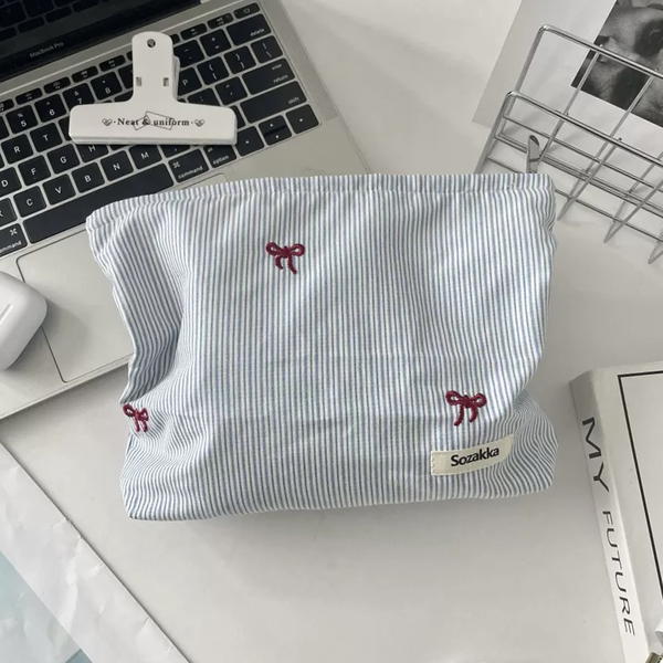 Blue striped red bow Image 1 Preview