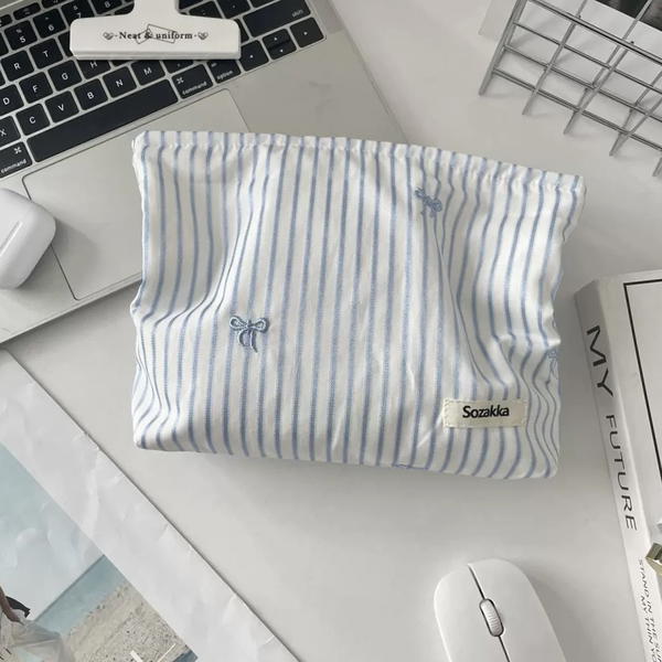 Blue striped blue bow Image 1 Preview