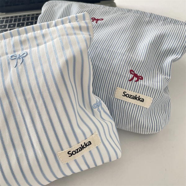 Blue striped blue bow Image 4 Preview