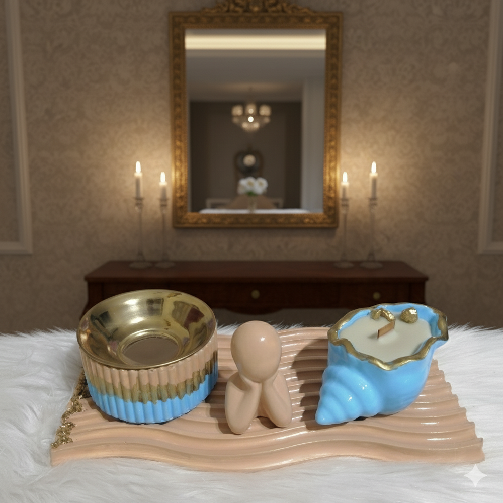 طقم مبخره مع شمعه معطرة من الكونكريت Preview Image