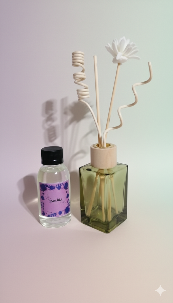 فواحة عيدان مع زجاجة عطر بنفسج Image 1 Preview