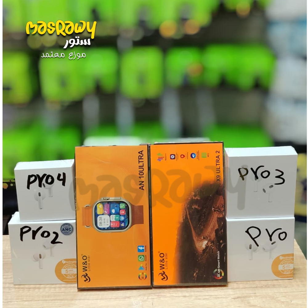 عرض ساعة X9 Ultra 2 / AN10 و سماعة برو / برو3+ استراب ابيض  Preview Image