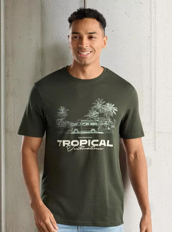 تيشيرت بطبعات جرافيك TROPICAL MAX Image 3 Preview