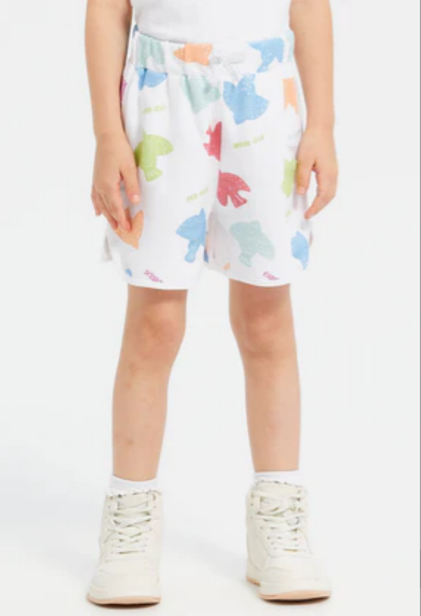 Girls White Bird Printed Shorts: 3-4 Years Preview Image