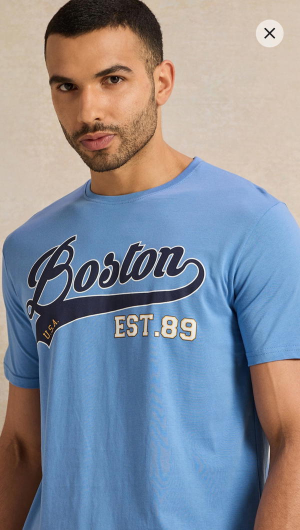 Men Blue Graphic T Shirt: Small Image 2 Preview