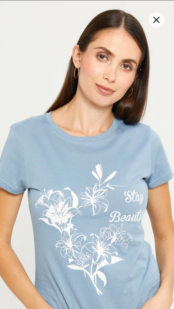 Women Blue Graphic T-Shirt: UK8 Image 2 Preview