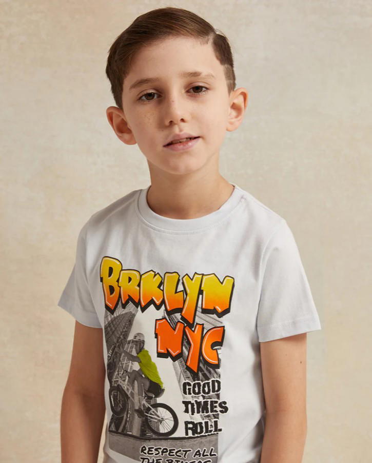 Pale Blue Brklyn Graphic Short Sleeve T-Shirt Preview Image