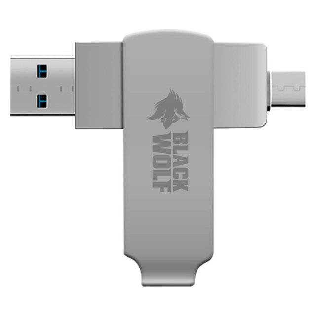 فلاش (موبايل+ لابتوب) Black Wolf : 128GB 2-in-1 (USB-C & USB-A 3.2) Flash Drive Preview Image