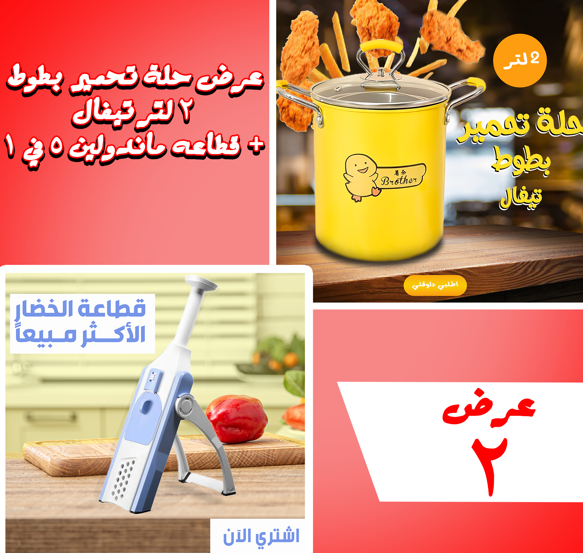 • عرض حلة تحمير بطوط 2 لتر تيفال + قطاعه ماندولين 5 في 1 Image 1 Preview
