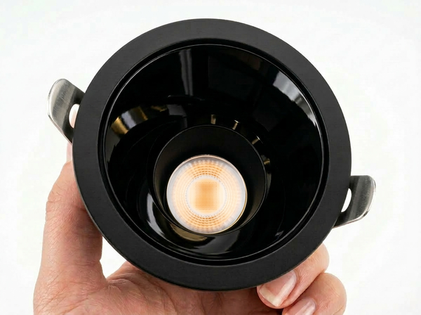 سبوت لايت COB بقوة 12 واط وحجم 7 سم لون الاطار اسود لامع وبلون اضاءة شمسي R689 Image 2 Preview