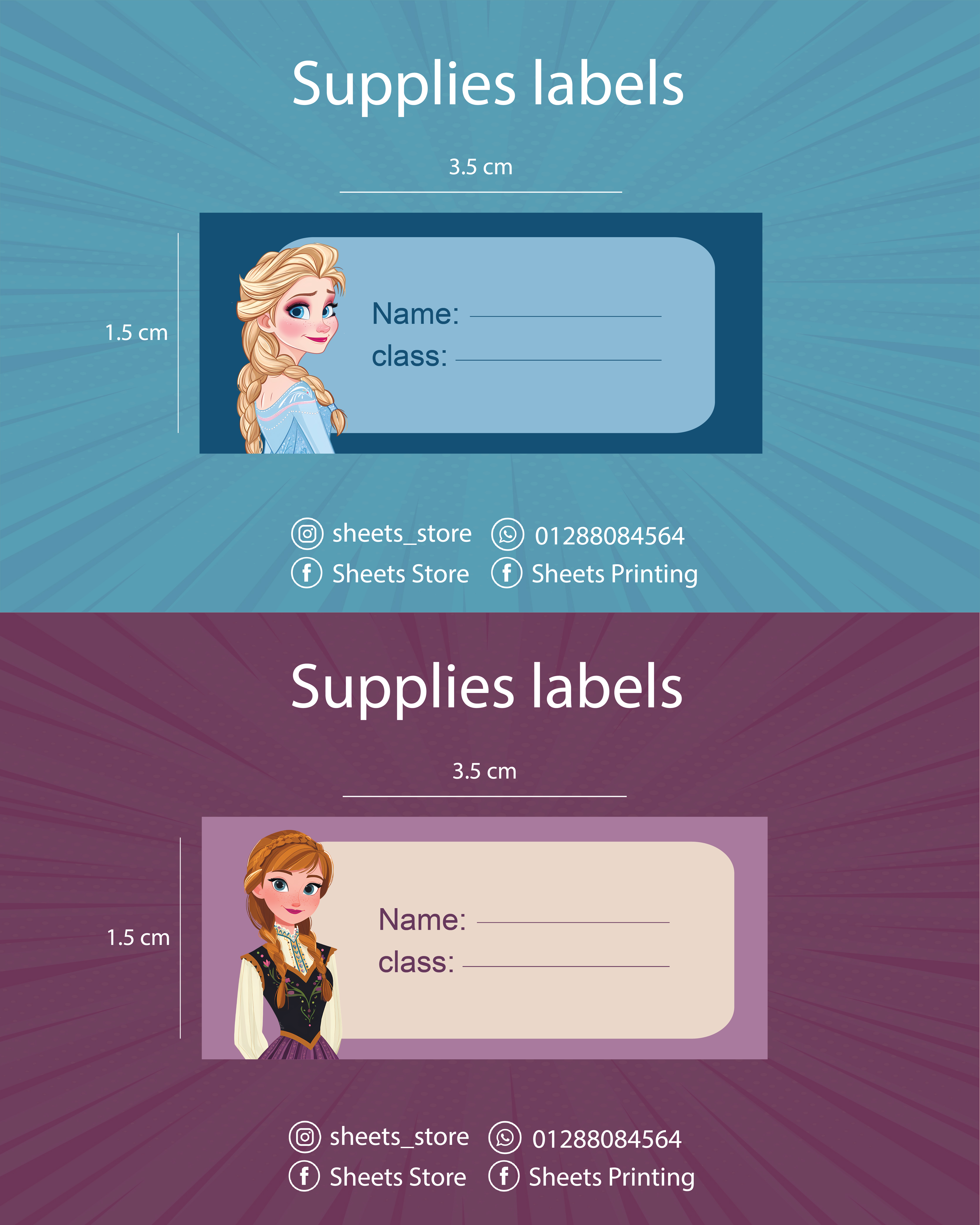 50 Supplies labels · Sheets store
