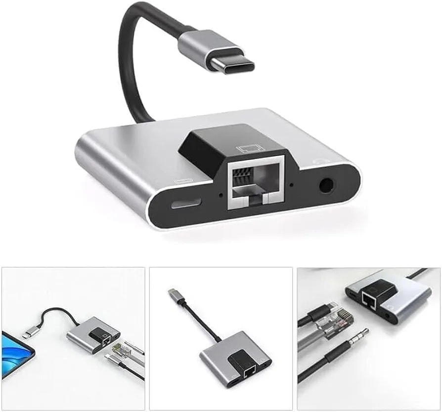 Type-C to Ethernet USB C to 3.5mm Audio PD Fast Charging Preview Image