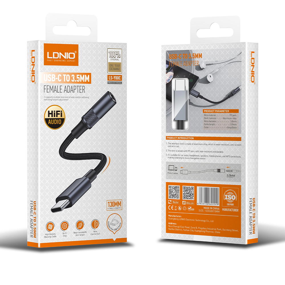 LDNIO LSY80C 3.5MM AUDIO ADAPTER CABLE TYPE-C Preview Image