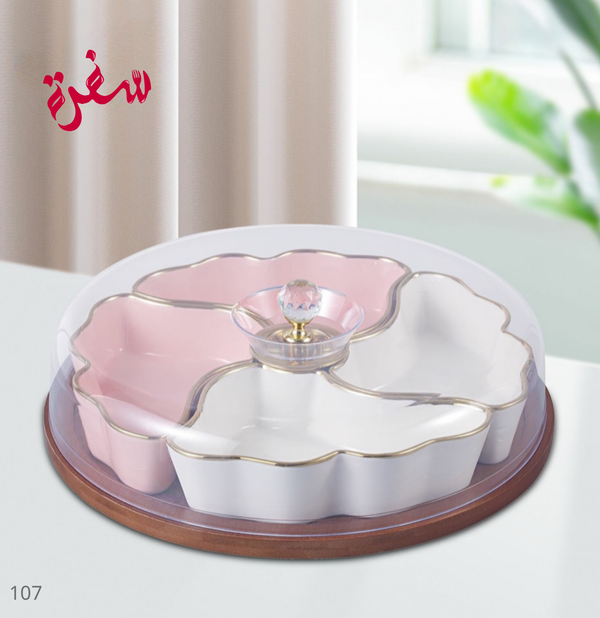 شيالة تسالي مقسمة بغطاء اكليرك شفاف الاندلس - ورده Image 1 Preview