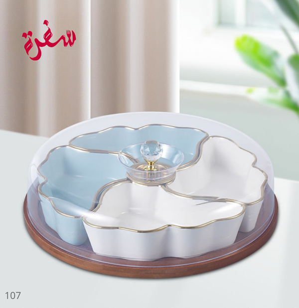 شيالة تسالي مقسمة بغطاء اكليرك شفاف الاندلس - ورده Image 2 Preview