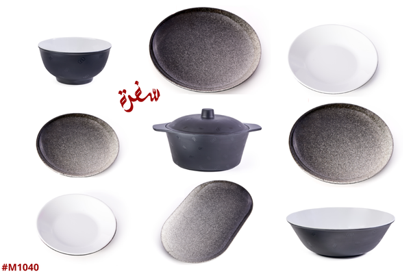 طقم ميلامين مدور 38ق GD - ( منقط اسود × ابيض ) Image 2 Preview