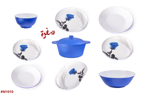 طقم ميلامين مدور 38ق GD - ( وردة الزرقاء ) Image 2 Preview