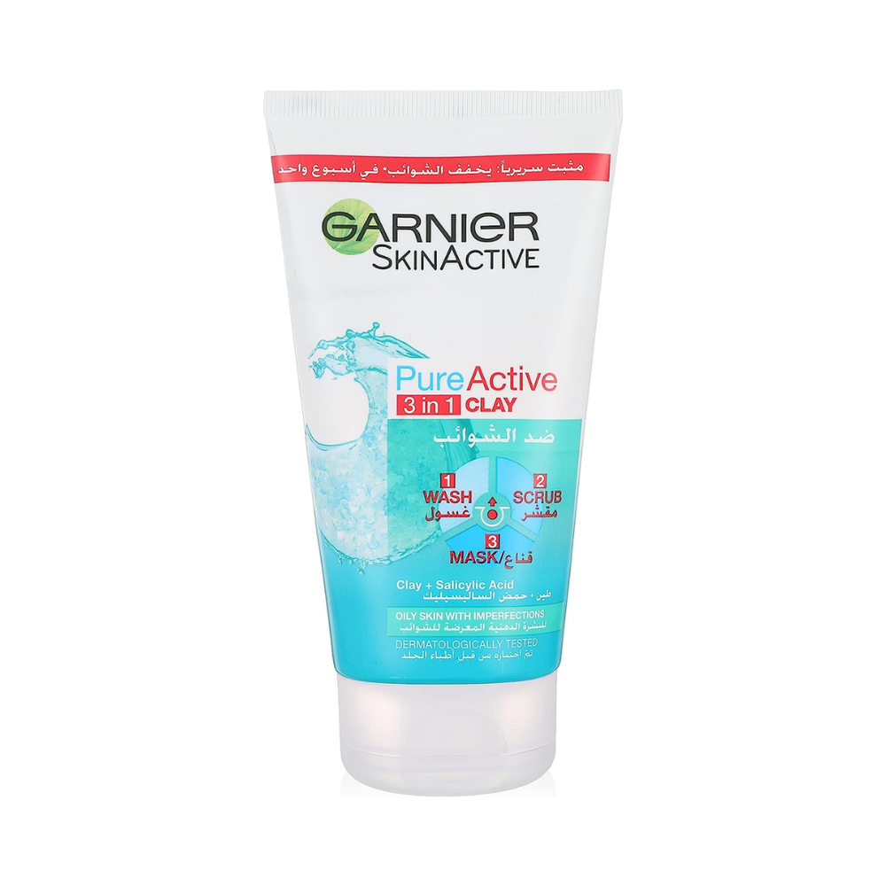 Garnier Pure Active 3-in-1 Wash, Scrub and Mask - 150ml Preview Image