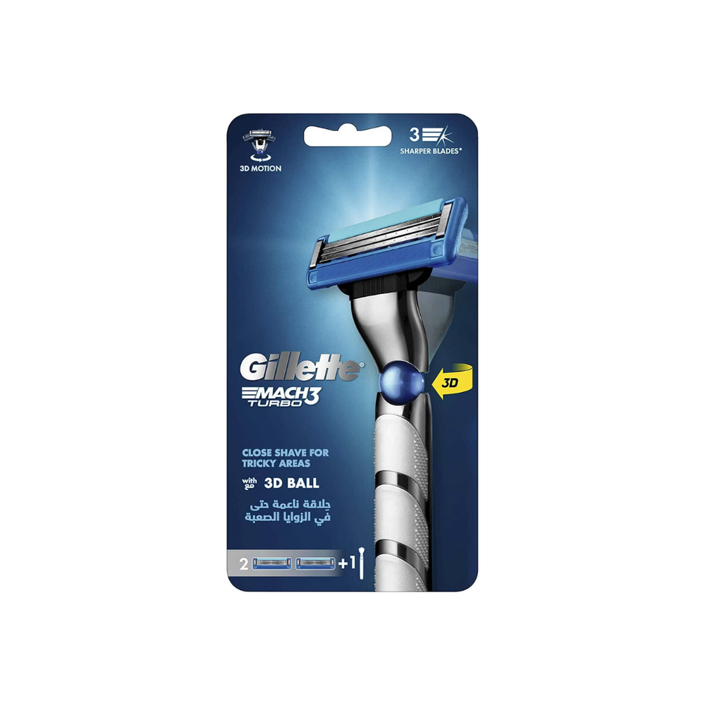 Gillette Mach3 Turbo 3D Razor Handle + 2 Blades Preview Image