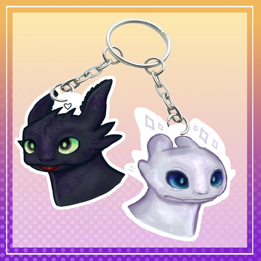 Toothless & Light fury double-sided keychain Preview Image