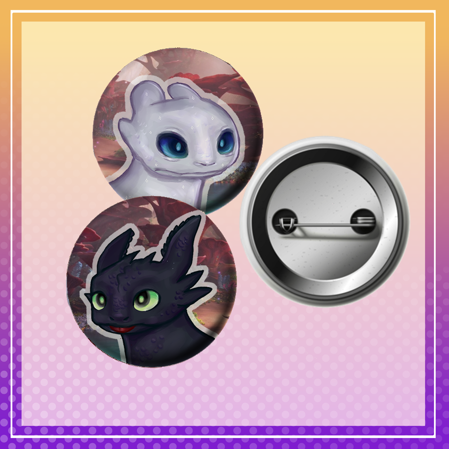 Toothless & Light fury button pin (big) Preview Image