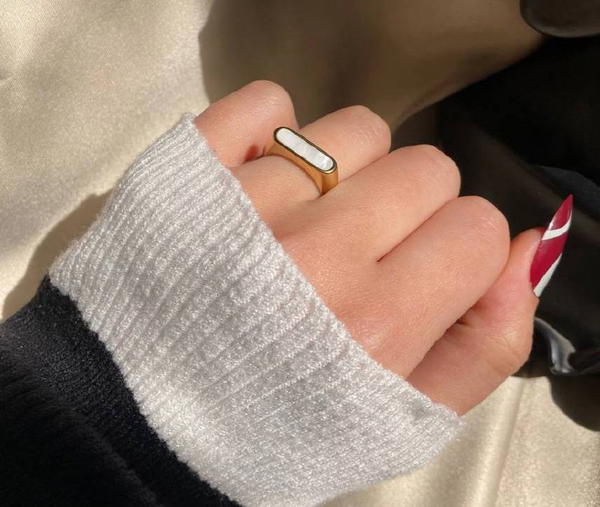 Pearl stainless steel ring ꒰ঌ ໒꒱  Image 6 Preview