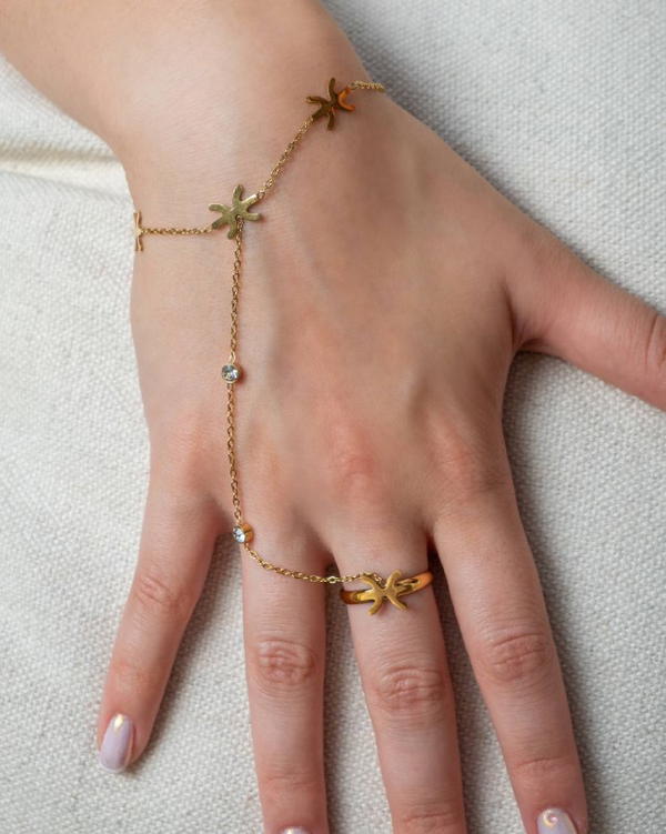 Hand chain Free size ring Image 2 Preview