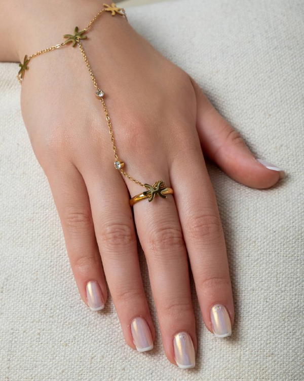 Hand chain Free size ring Image 3 Preview
