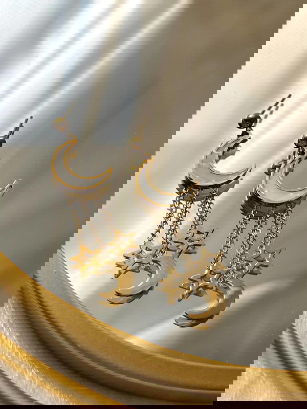 Star and crescent hoop earrings💕 Image 1 Preview